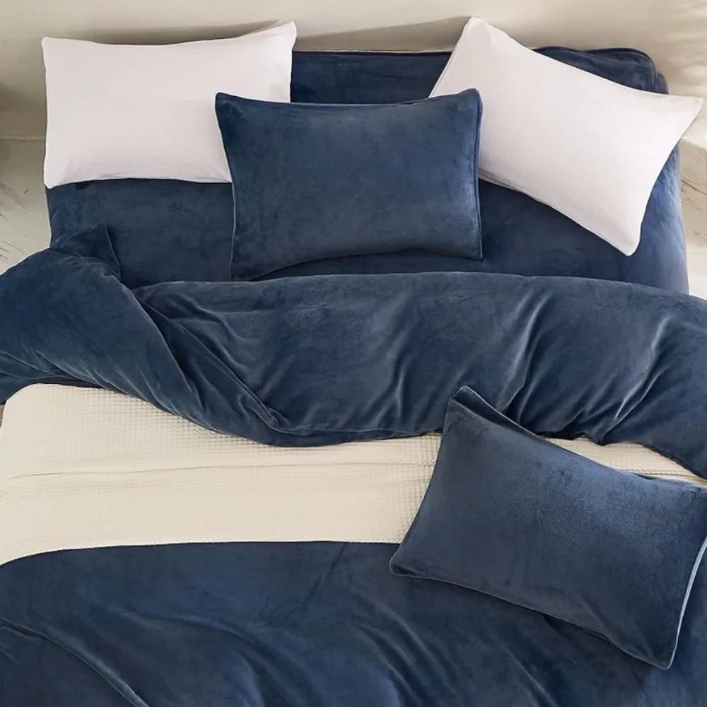 🆕 Blue Velvet Luxury Duvet Set Bedding High End Hotel Vibes KING